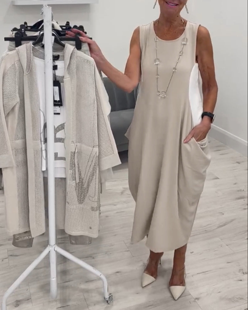 Marian™ l Robe Sans Manches Patchwork avec Poches