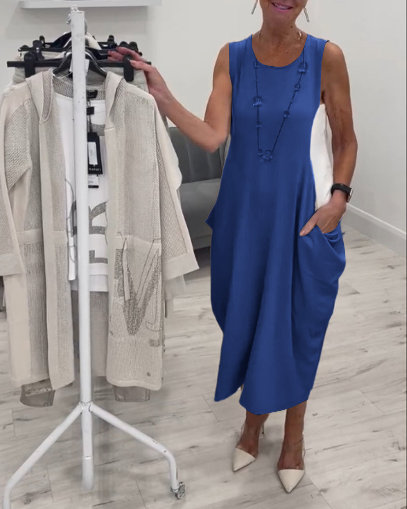 Marian™ l Robe Sans Manches Patchwork avec Poches