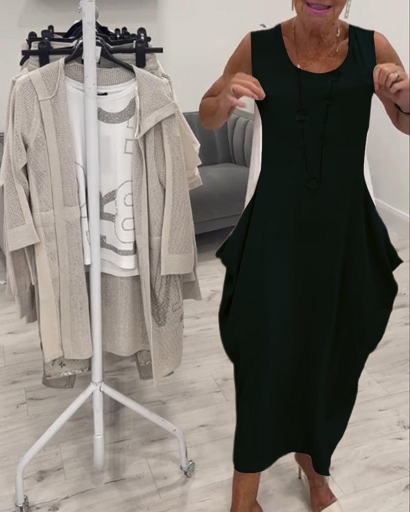 Marian™ l Robe Sans Manches Patchwork avec Poches
