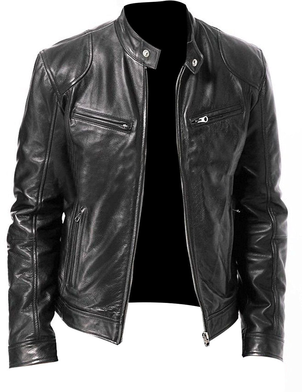 Viktor | Veste en Simili Cuir Ajustée avec Finition Brillante pour Hommes