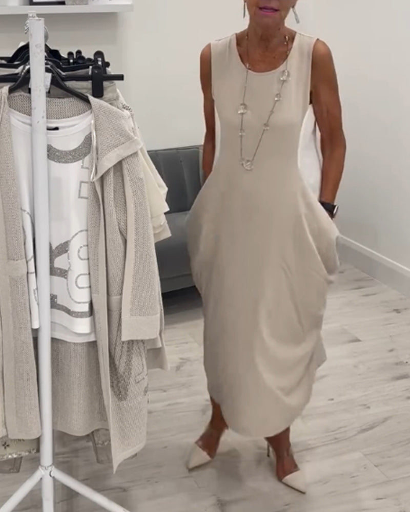Marian™ l Robe Sans Manches Patchwork avec Poches