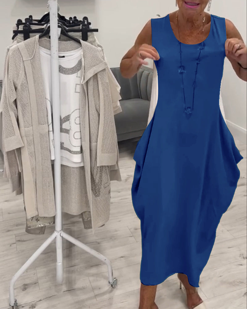 Marian™ l Robe Sans Manches Patchwork avec Poches