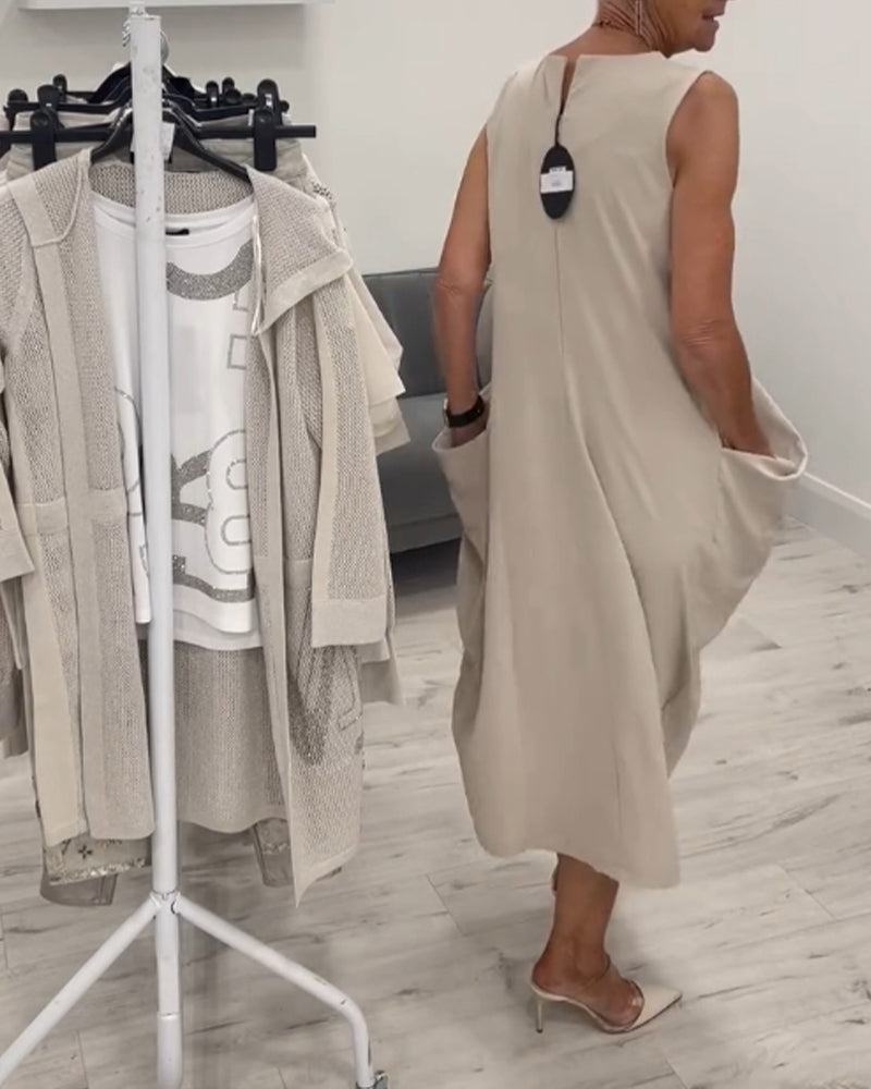 Marian™ l Robe Sans Manches Patchwork avec Poches