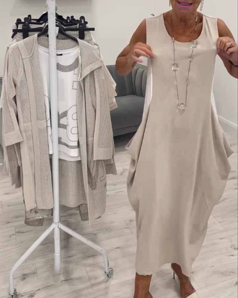 Marian™ l Robe Sans Manches Patchwork avec Poches