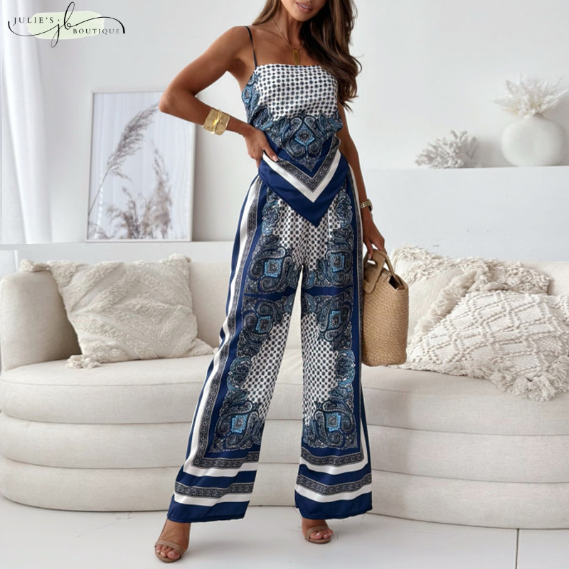 Gisela™ | Ensemble Top Sans Dos et Pantalon