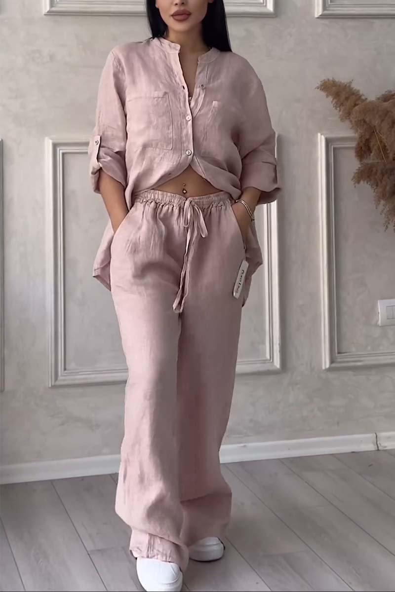 Karelin™ | Ensemble Décontracté en Coton et Lin Uni