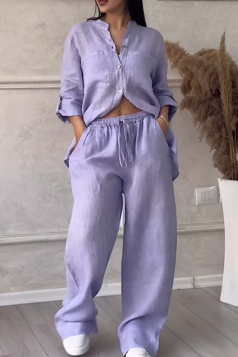 Karelin™ | Ensemble Décontracté en Coton et Lin Uni