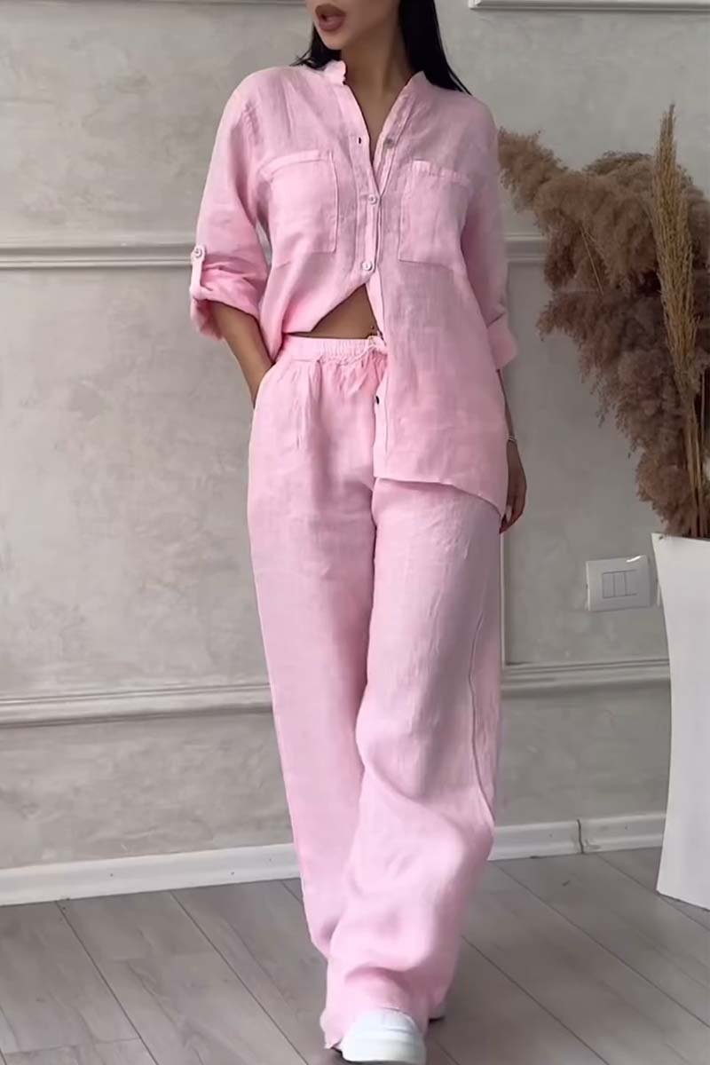 Karelin™ | Ensemble Décontracté en Coton et Lin Uni