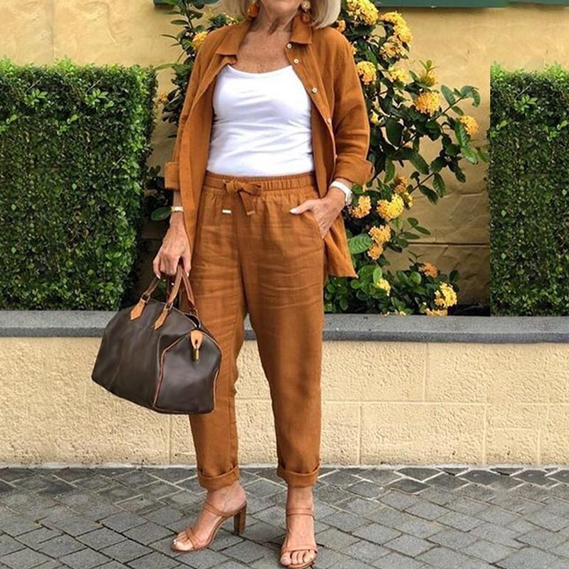 Lieke™ l Blouse à manches longues Ensemble de pantalon